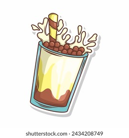 Bubble tea vector  sticker cartoon. hand draw illustration art

