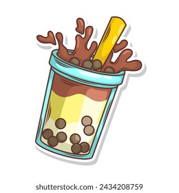 Bubble tea vector  sticker cartoon. hand draw illustration art

