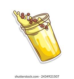 Bubble tea vector  sticker cartoon. hand draw illustration art