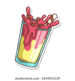 Bubble tea vector  sticker cartoon. hand draw illustration art