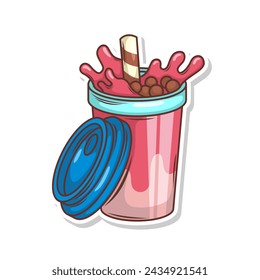 Bubble tea vector  sticker cartoon. hand draw illustration art