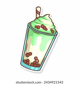 Bubble tea vector  sticker cartoon. hand draw illustration art