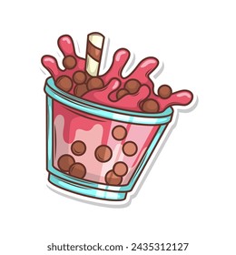 Bubble tea vector  sticker cartoon. hand draw illustration art