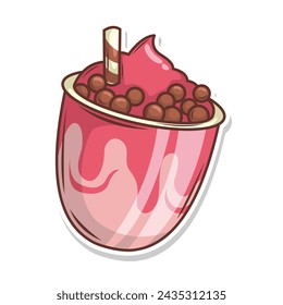 Bubble tea vector  sticker cartoon. hand draw illustration art