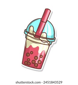 Bubble tea vector  sticker cartoon. hand draw illustration art