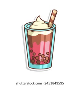 Bubble tea vector  sticker cartoon. hand draw illustration art