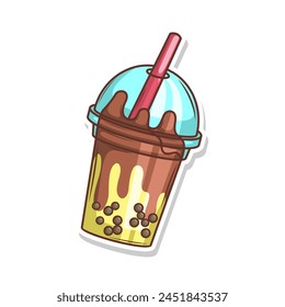 Bubble tea vector  sticker cartoon. hand draw illustration art