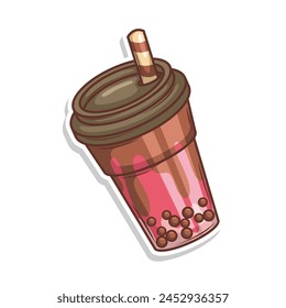 Bubble tea vector  sticker cartoon. hand draw illustration art