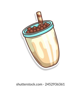 Bubble tea vector  sticker cartoon. hand draw illustration art