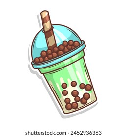 Bubble tea vector  sticker cartoon. hand draw illustration art