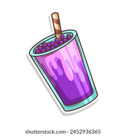 Bubble tea vector  sticker cartoon. hand draw illustration art