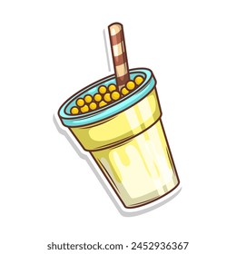 Bubble tea vector  sticker cartoon. hand draw illustration art