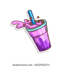 Bubble tea vector  sticker cartoon. hand draw illustration art