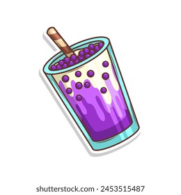 Bubble tea vector  sticker cartoon. hand draw illustration art