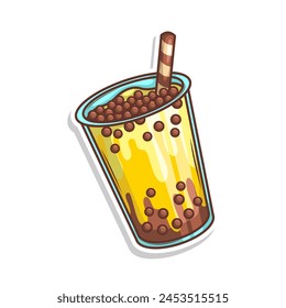 Bubble tea vector  sticker cartoon. hand draw illustration art