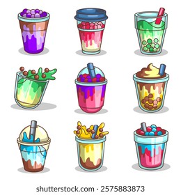 Bubble tea vector  sticker cartoon. hand draw illustration art