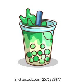 Bubble tea vector  sticker cartoon. hand draw illustration art