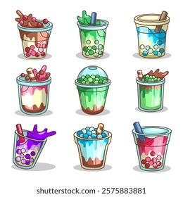 Bubble tea vector  sticker cartoon. hand draw illustration art