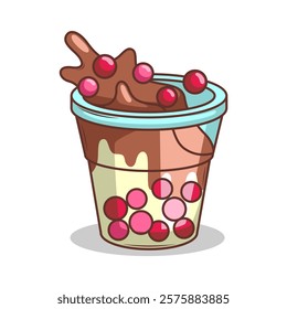 Bubble tea vector  sticker cartoon. hand draw illustration art