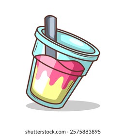 Bubble tea vector  sticker cartoon. hand draw illustration art