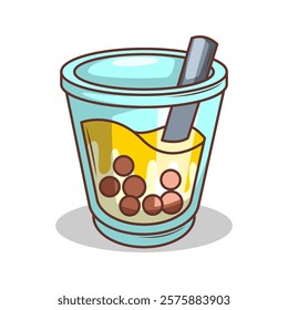 Bubble tea vector  sticker cartoon. hand draw illustration art