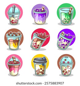 Bubble tea vector  sticker cartoon. hand draw illustration art