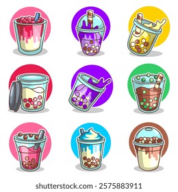 Bubble tea vector  sticker cartoon. hand draw illustration art