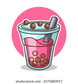 Bubble tea vector  sticker cartoon. hand draw illustration art