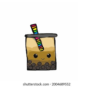 Bubble Tea vectorize isolated in white background was made on July 9th, 2021 in Bandung Indonesia.