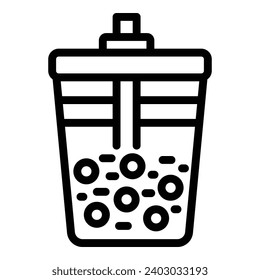 Bubble tea vessel icon outline vector. Smooth tapioca pearls drink. Creamy chilled tea
