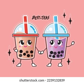 bubble teas cute  Cartoon sticker 