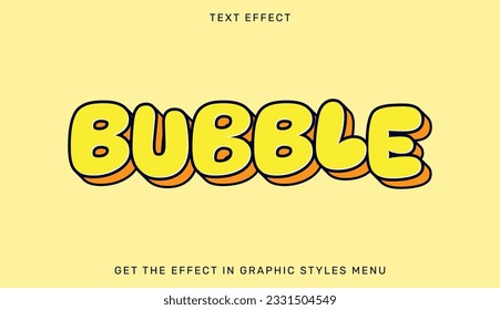 Bubble text effect in 3d style. Text emblem for advertising, branding, business logo