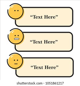 Bubble text emoticon flat and laugh yellow color