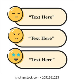 Bubble text emoticon flat and smile star yellow color
