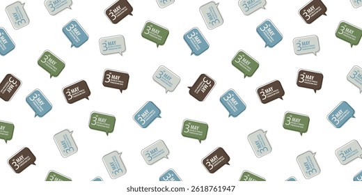 bubble text multi color seamless pattern World Press Freedom Day 3 May for background poster, banner and other