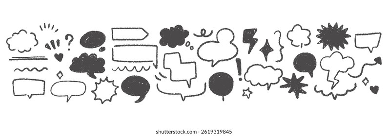 Bubble text, speech bubble vector crayon, doodle colorful