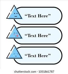 Bubble text triangle emoticon flat, kiss smile blue color