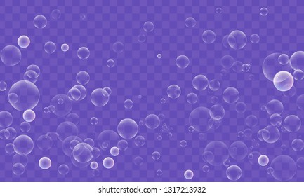 Bubble texture with transparency. Bubbly and soapy background. Vector design.