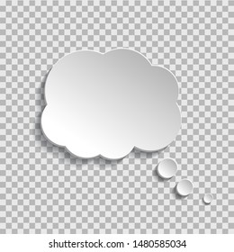 Bubble of think on transparent background. Cloud message for text, comic. Fun speech bubble on isolated background. White cloud of think. vector eps10