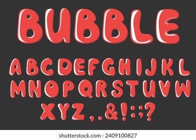 Bubble trendy alphabet. Hand drawn doodle font. Modern Uppercase letters and punctuation marks. For poster, banner, T shirt. Vector illustration	