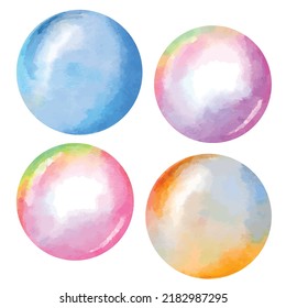 Bubble Vector Illustration. Soapbubble On White Background. Watercolor Style Bubbles. Soap Bubble Clipart For Decoration. Picture For Design, Logo And Card.