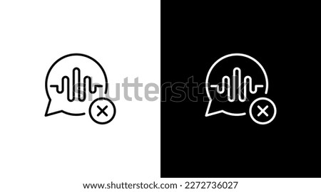 bubble voice chat denied logo audio sound wave technology outline icon design