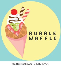 bubble waffle logo Hong Kong, doodle style illustration,vector.
