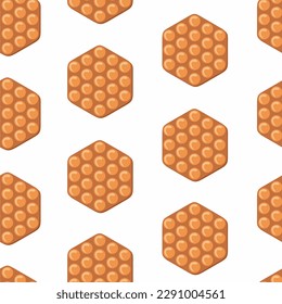 Bubble waffles seamless pattern. Summer food illustration isolated on white for use on cookbooks, menus