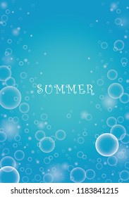 Bubble in water vector on blue background.