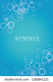 Bubble in water vector on blue background.