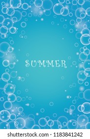 Bubble in water vector on blue background.