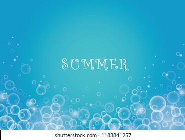 Bubble in water vector on blue background.