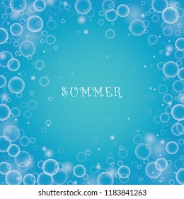 Bubble in water vector on blue background.