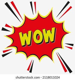 A bubble of "wow" text. Comic text. Bright cartoon background for any use.